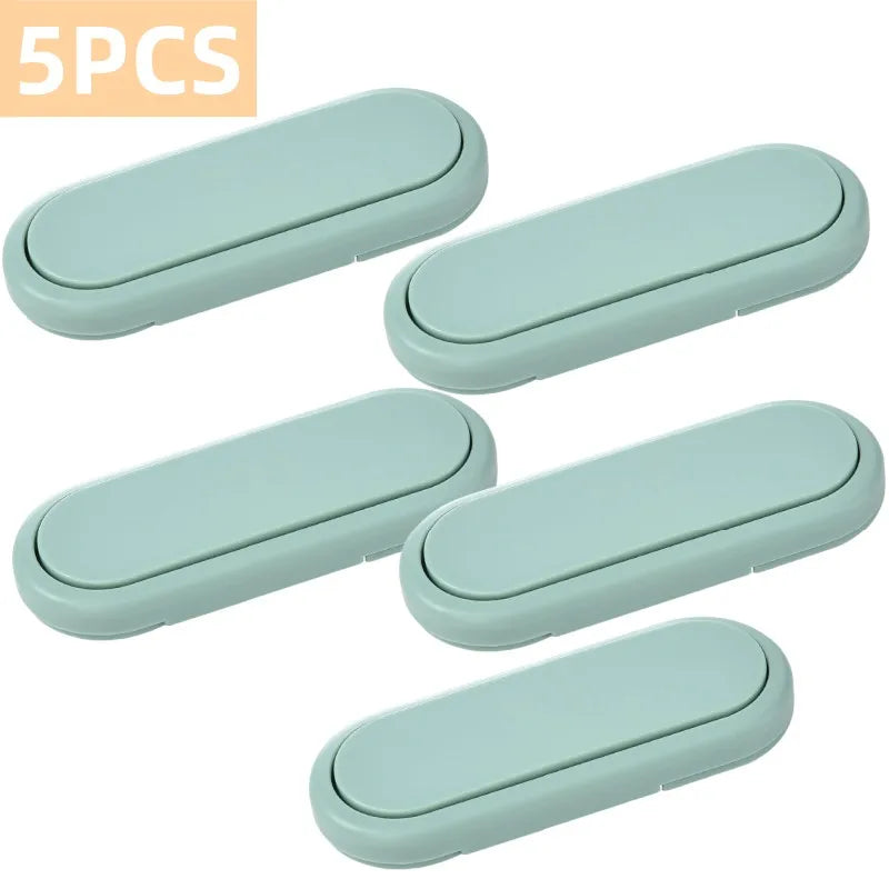 Green invisible cabinet and drawer safety latch 5-pack