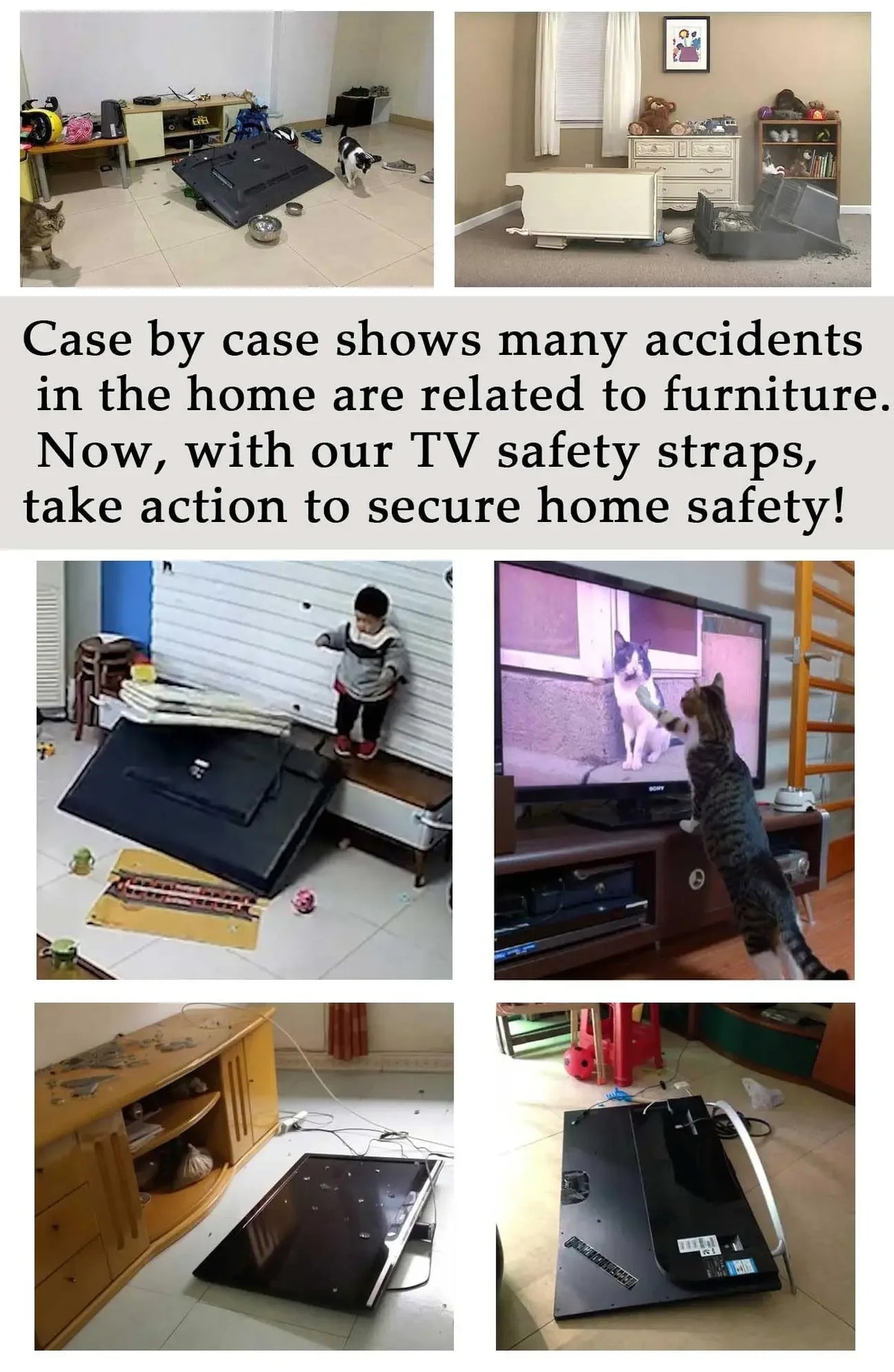 TV safety strap no-drill adhesive mount