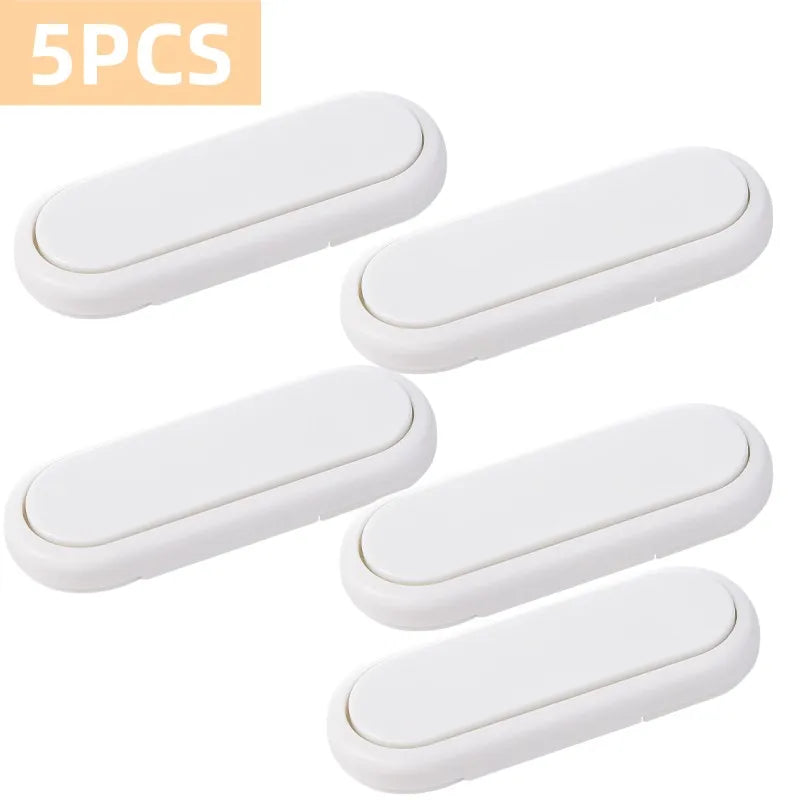 White invisible cabinet and drawer safety latch 5-pack