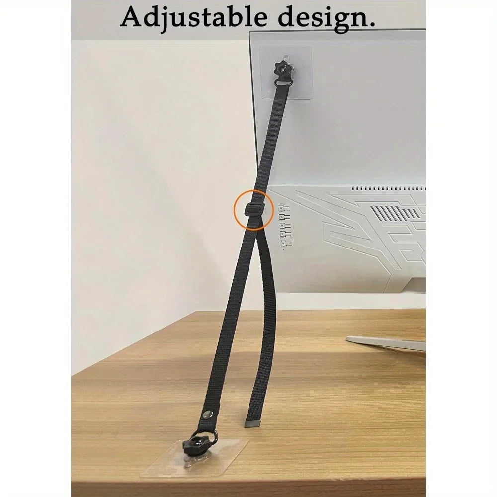 TV safety strap installed on wall