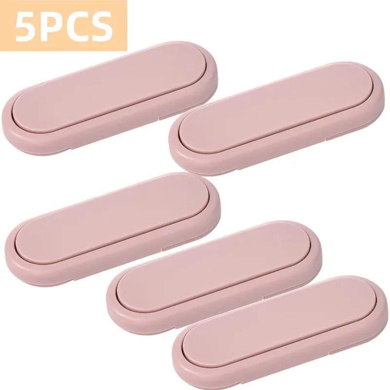 Pink invisible cabinet and drawer safety latch 5-pack