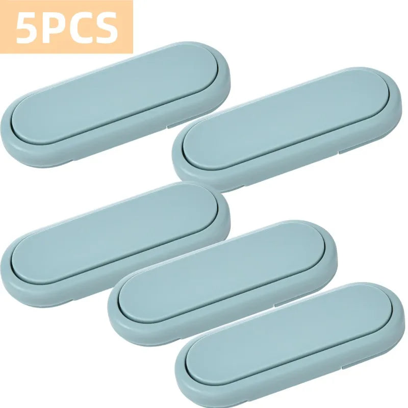 Blue invisible cabinet and drawer safety latch 5-pack